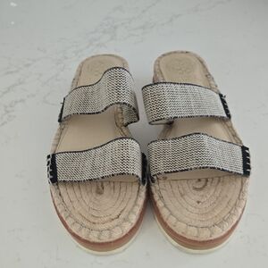 Vince Camuto Neutral Woven Double-Strap Slide Sandals - Women